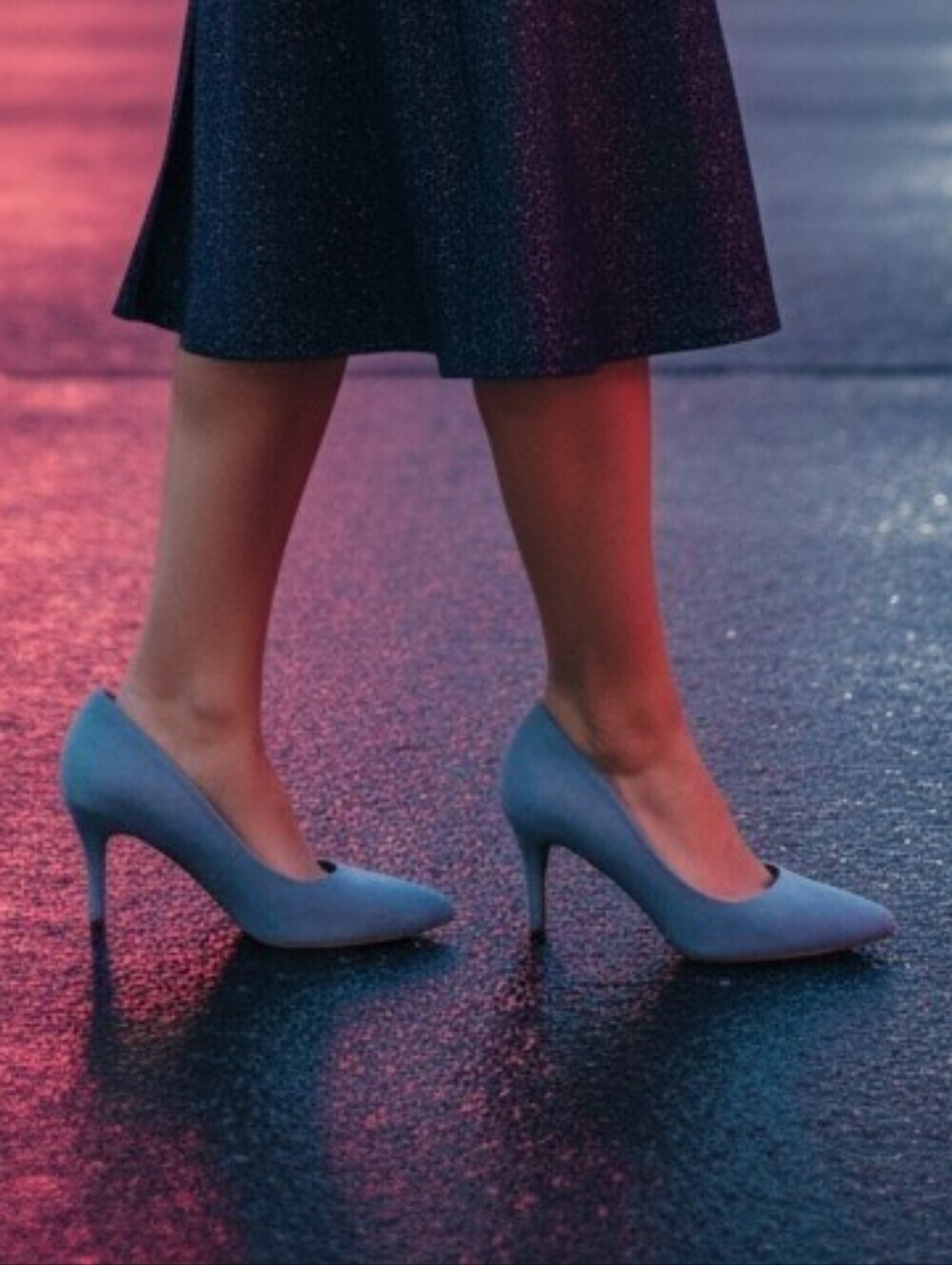 IDIFU Dusty Blue Pointed-Toe Stiletto Pumps